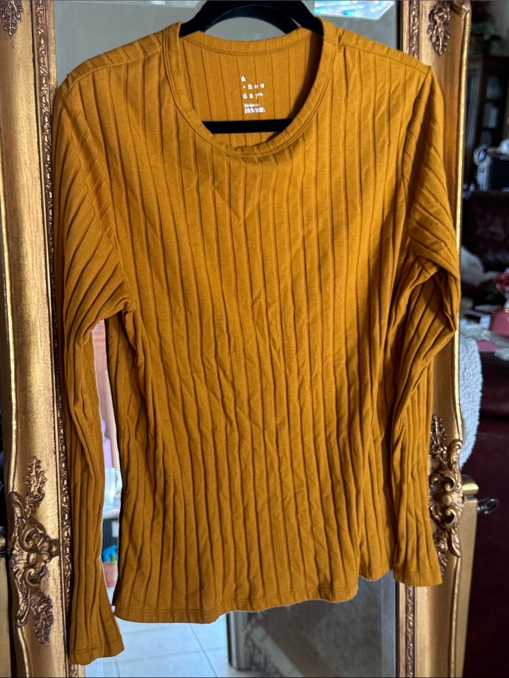 A New Day Women's Ribbed Long-Sleeve Top - Mustard